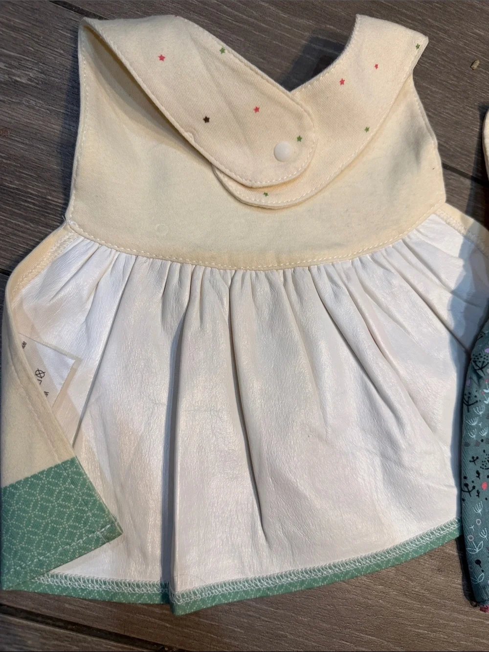 Kids Floral Bibs  baby girl - Cream with Pink and Teal Accents 2 bibs